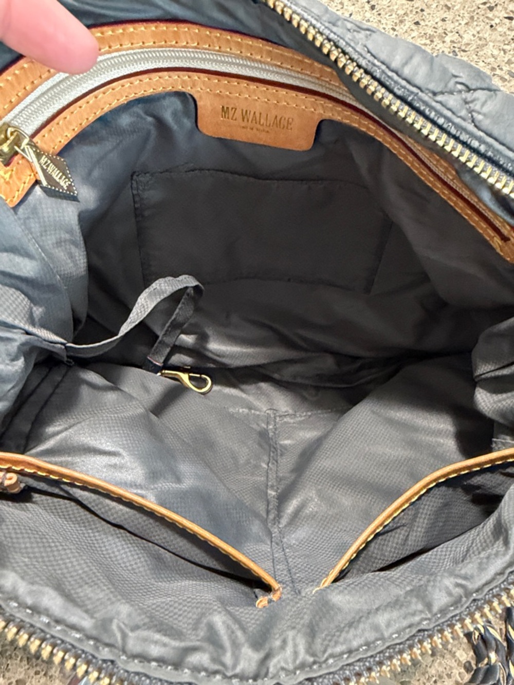 MZ Wallace Quilted Crossbody in Charcoal with Black Trim - Picture 11 of 13